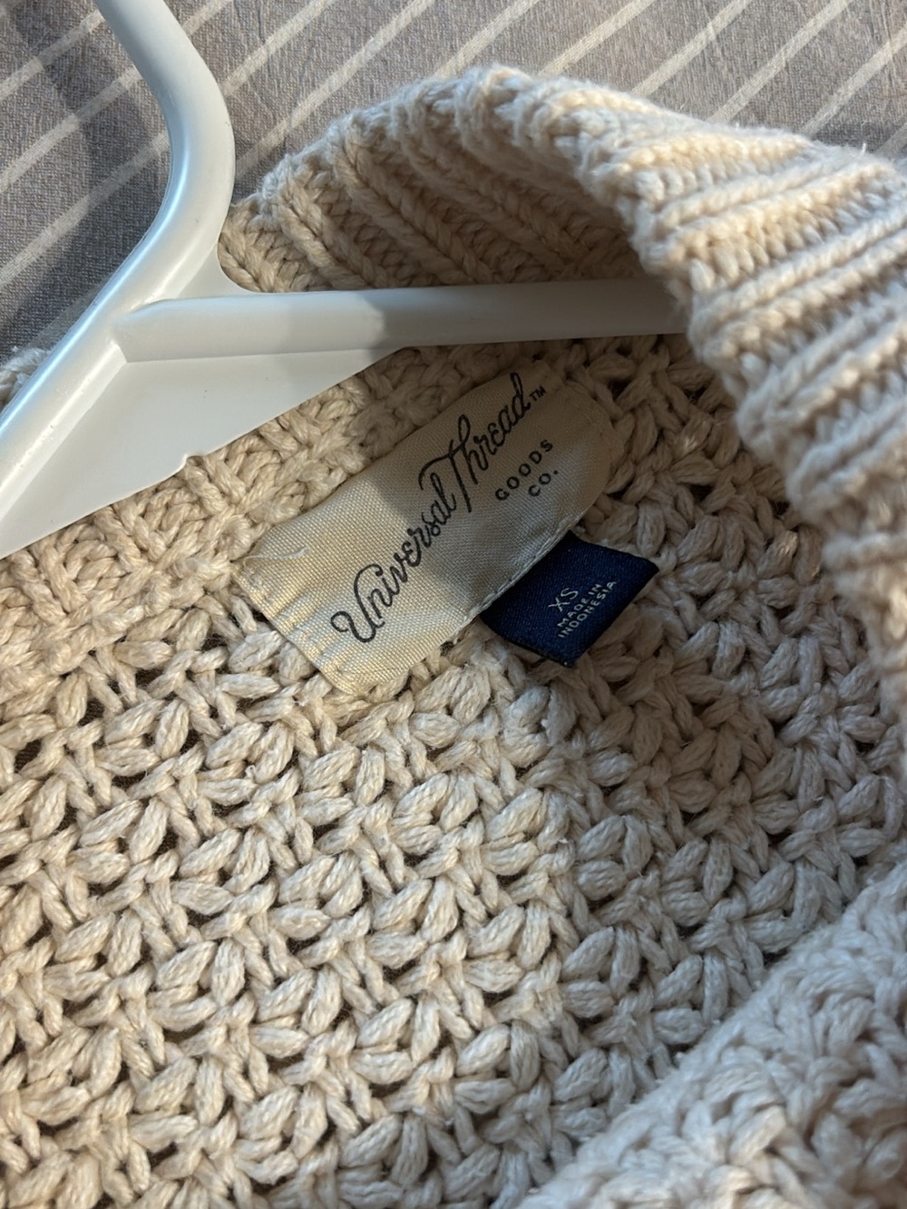 Cream Crochet Knit Sweater